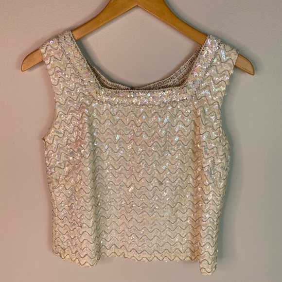 Vintage 1960s cropped iridescent sequin top - Picture 1 of 4